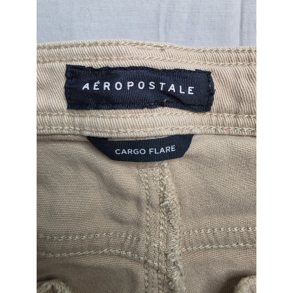 Aeropostale Cargo Pants Womens 16 Beige Cotton Stretch Flared Leg Hiking Camping - Picture 7 of 8